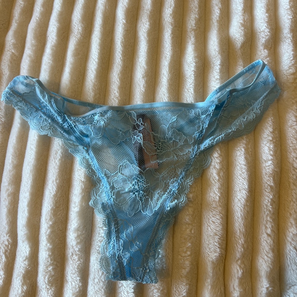 Victoria’s Secret Lace Mesh Thong in Blue